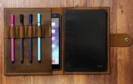 {hot} Personalized distressed leather cover organizer portfolio for A5 Moleskine Agenda Field notes 