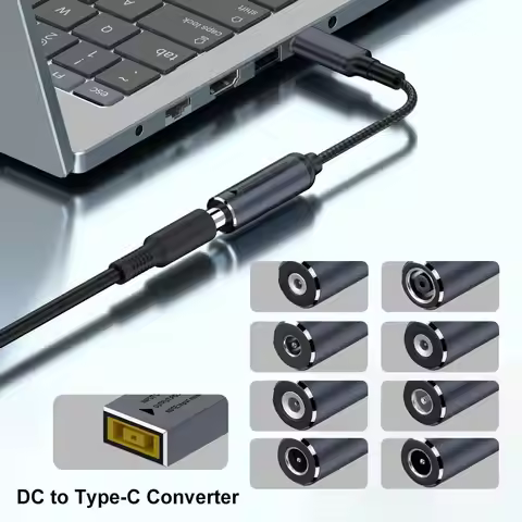PD 100W DC to Type C Converter 5/9/20V 5.5X2.5 7.4X0.6 Laptop Charging Cable Mobile Phone Square Mou