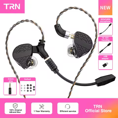 TRN Mars Hifi In-Ear Earphone Triple Hybrid 1DD + 1BA + 1Vibration Driver Wired DJ Monitors Headset