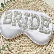 1pc White Faux Pearl Letter BRIDE Eye Mask Wedding Engagement Honeymoon Travel Wife Gift Bachelorett