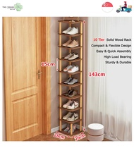 BTO &amp; HDB Door Gap - 6-Tier 7-Tier &amp; 10-Tier Doorway Wooden Shoe Rack - Nordic Concept Shoe Shelf - Compact 26cm X 28cm X 80cm - Solid Wood Sturdy