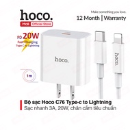[HCM]Bộ sạc Hoco C76 Plus Type-C to Lightning sạc nhanh 3A  PD20W dành cho iPhone/iPad/Airpod (kèm c