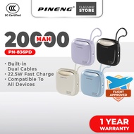 [3C Certified] Pineng PN-836PD Built-In Cable 22.5W 20000mAh Fast Charge Powerbank PN836/PN830 10000