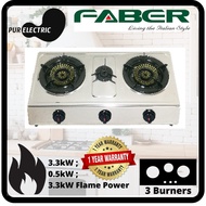 Faber Gas Stove FS CASA 1240 3-Burner Stainless Steel Gas Cooker