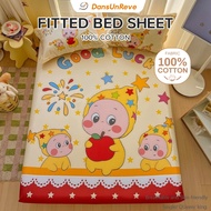 Cute Cartoon Cotton Fitted Bedsheet Set Bright Yellow Kids Bed sheet high density mattress cover Ani
