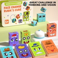 Expression Puzzle Building Blocks Face Changing Cube Toy, Educational Magic Blocks for Kids