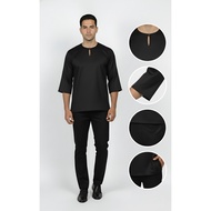 Kurta Lelaki Dewasa Tiga Suku Premium Crepe Dengan Wooded Button On Top Fashion Muslim Traditional