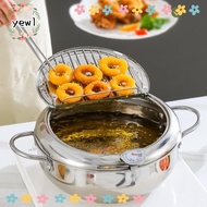 YEWW Tempura Fryer Pan, Thermometer Stainless Steel Deep Fryer Pot, Thickened Japanese Oil Saving wi