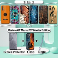 2 IN 1 Realme GT Master GT Master Edition Case with Tempered Glass Curved Ceramic Screen Protector Music