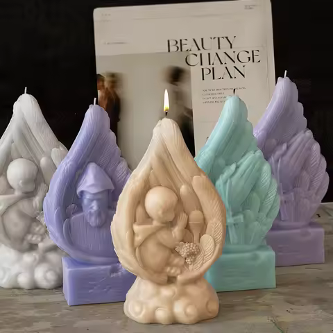 Candle Mold Angel Wings Pray for Jesus Scented Candles Gypsum Ornaments Silicone Mold Resin Mold