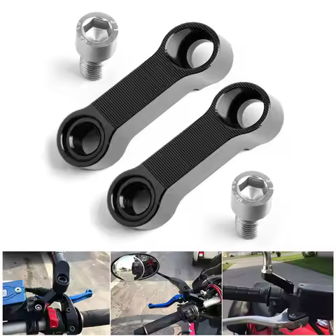 Motorcycle Mirror Extenders Motorcycle Rearview Adapter Mirror Riser Extender Black Aluminum Motorcy