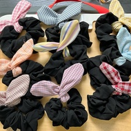 Rabbit Ear Black Scrunchies Hair Ties