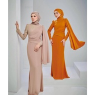 HIJABISTAHUB BRYNDA DRESS plain mermaid lace drapping dress baju bridesmaid dinner dress baju tunang
