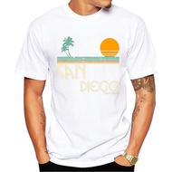 TEEHUB Vintage San Diego California Men T-Shirt Sunset Beach Printed T Shirts Short Sleeve Tshirts H