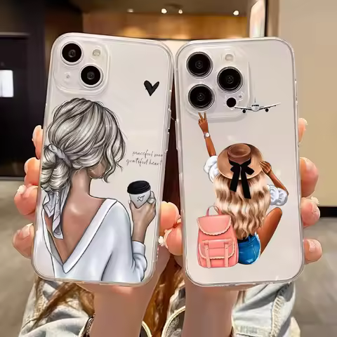 Fashion Girls Phone Case for Samsung Galaxy S24 S23 S22 S21 FE S25 Plus Ultra 5G Cases Transparent S