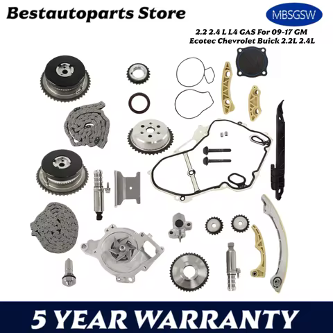 Engine Timing Chain Kit VCT Selenoid Actuator Gear Water Pump Fit 2.2 2.4 L L4 GAS For 09-17 GM Ecot