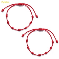 Picbliss 2x Adjustable 7 Knots Braid Bracelet Hand-woven Bracelet Amulet  for Friends
