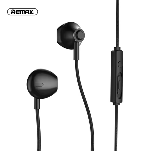 REMAX RM-711 Metal Controlled Earplug 35mm Wired Headset Noise Cancelling Fashion In-Ear Earphone Fo