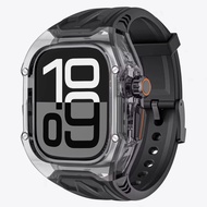 ชุดดัดแปลงสายรัด + เคส สําหรับ Apple Watch 10 46mm สร้อยข้อมือซิลิโคนแบบห่วง สําหรับ iWatch Series 1