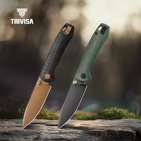 TRIVISA Pocket Folding Dragonfly Knife 14C28N Blade Micarta G10 Handle High Quality Survival Camping