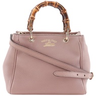 Gucci 竹節迷你購物手提包/肩背包 368823 小牛皮粉紅色斜背/手提包 磁扣竹節迷你購物包 女士 [二手]