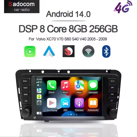 8" Wireless Carplay Android 13.0 8G+128G 8Core GPS Car Android Player Wifi multimedia For Volvo XC70