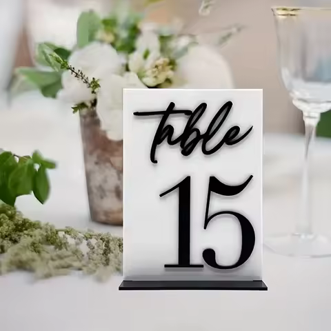 Elegant Black & White Acrylic Table Number Table Decor for Weddings and Event Stylish Event Seating 