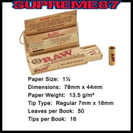 Raw Connoisseur Raw Rolling Papers + Tips Raw rolling paper All Size King Size  11/4 70mm 110mm