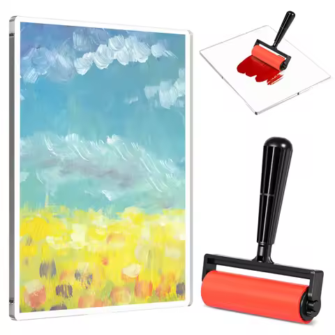 Gel Press Printing Plate with Brush Reusable Gel Plate Printmaking Supplies Printing Plates for Pres