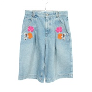 【二手】路易威登LOUIS VUITTON牛仔短褲 花卉刺繡 短款 RW242WW DRS FRPT01 棉質牛仔褲 女款 二手 A