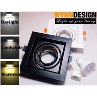 Wynn Design Eyeball Casing Set with GU10 Single Holder Designer Black Casing Square Shape Lampu Effect(EB-1H/GU10-SQ-BK)
