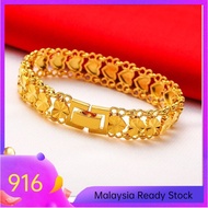 Gold Wealth Jewellery Emas 916 Tulen Gold Bracelet for Women Men Couple Bracelet Love Bead Bracelet