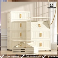 55/68cm Foldable Storage Cabinet with Wheels Clothing & Snack Storage Cabinet