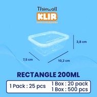 [1 BOX] Thinwall KLIR Clear Square Oval Rectangle Oval/ Plastic Food Container 200ml 250ml 300ml