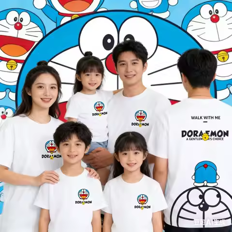2026 Doraemon Limited Edition T-shirt Doraemon Short-sleeved 100% Cotton T-shirt for Boys and Girls