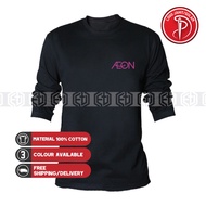Baju Embroidery AEON Mall Convenience Store Uniform Cotton 100% T Shirt T-Shirt Shirts Long Sleeve Pakaian Murah Unisex