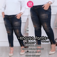 Celana Jeans Wanita 7/9 Jumbo KHAYSA PANTS 35-42 Pinggang Karet / Celana Jeans Wanita / Celana Panja