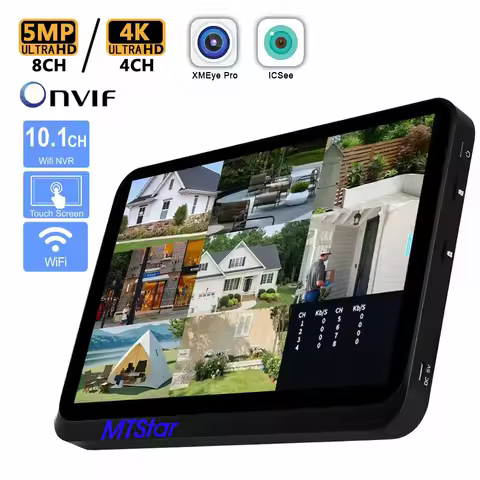 8CH 5MP 10.1 Inch Touch Screen Wifi NVR Compatible with Xmeye Icsee IP Wifi Camera Support Face Dete