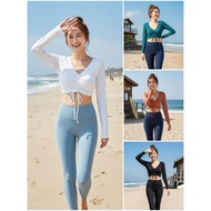 Aurora Long-Sleeved Crop Top With Swimming Pants