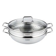 Cookever Stainless Steel Variety Wok Frypan Steamer Soup dishes, stir-fry 32cm