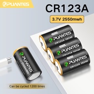 PUANTES 16340/16350 CR123A battery lithium-ion battery USB Type-C rechargeable battery 2PCS