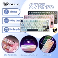 AULA S75Pro Mechanical Keyboard Tri Mode Wired/Bluetooth/2.4g Hot-Swap Gasket RGB 4000mAh Battery 80