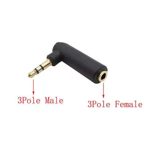 3.5mm Jack Right Angle 3 Pole to 3.5mm 3 Pole Male Plug Stereo Audio Headphone Connector L-Shape TRS