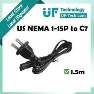 UFTECH US NEMA 1-15P Plug to C7 Power Cord Cable 1.5m
