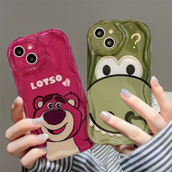 Case for iPhone 11 13 14 Pro Max Cute Strawberry Bear Dinosaur 3D Wavy Curved Edge Cases