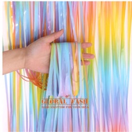 Pastel rainbow foil curtain / tassel curtain / foil fringe curtain / party backdrop