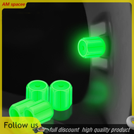 🚀 AM 4pcs Universal Fluorescent Luminous Tire Valve Stem ครอบคลุมวาล์วยางรถ CAP สีเขียว/สีเหลือง/สีฟ้า/ผงเรืองแสงสีแดง