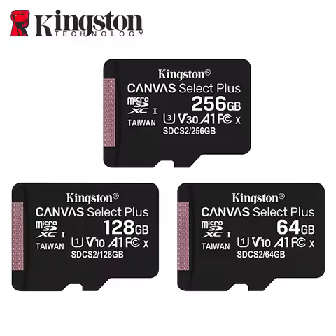 Kingston Memory Card 128GB 256GB MicroSD TF 64GB U1 V30 A1 MicroSD SDCS2 100Mb Reading Speed Class 1