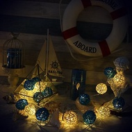 創意燈飾 籐球燈串 電池款 碧海藍天 長度2M LED氣氛燈 聖誕節