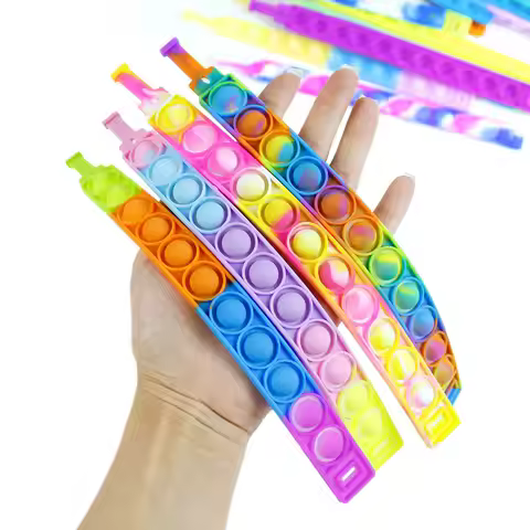 1/6/12/24PCS Pop Bracelet Bulk Fidget Toys Stress Relief Push Bubble Bracelets Sensory Toys for Kids